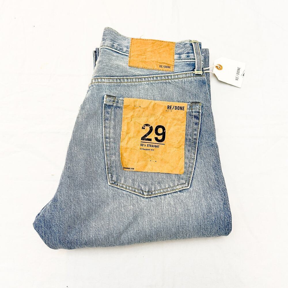 Re/Done 50's Straight Leg Button Fly Denim Jeans Size 29 3-Year Wash Size 29 NWT